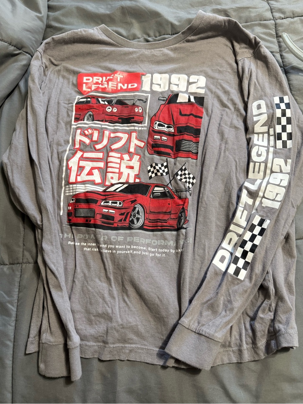 Eighty Eight youth Gray Long Sleeve Graphic Shirt with Red Car Art